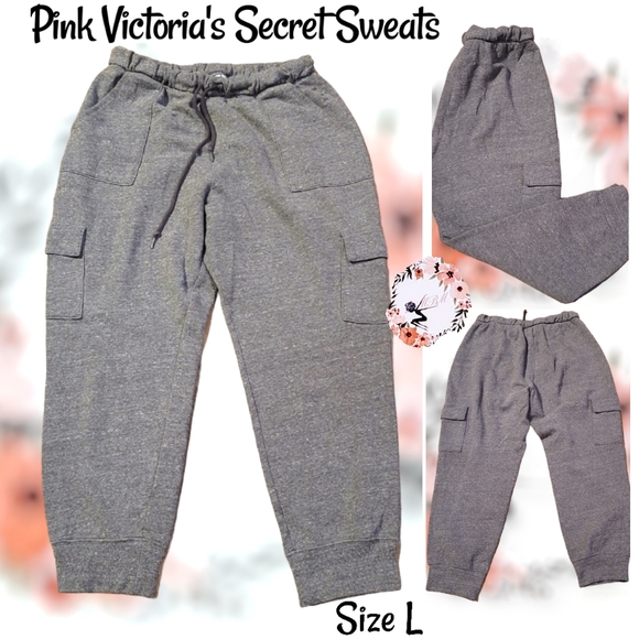 PINK Victoria's Secret Pants - 💕Pink Victoria's Secret Gray Compfy Cargo Sweat pants/joggers Size L
